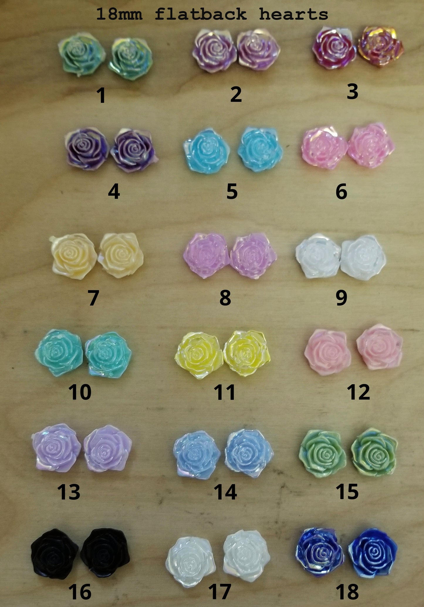 18mm Acrylic AB Flatback Roses