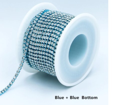 SS6 Rhinestone Metal Cup Chain Banding 10 Yard Rolls