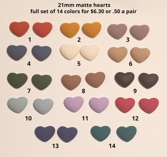 21mm Matte Hearts