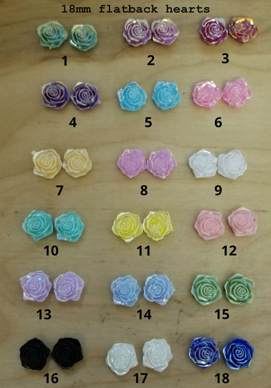 18mm Acrylic AB Flatback Roses