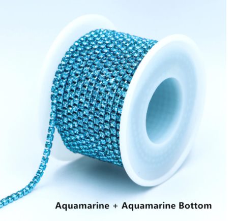 SS6 Rhinestone Metal Cup Chain Banding 10 Yard Rolls