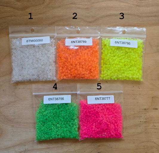 Czech Size 6 Frosted Neon Seed Beads
