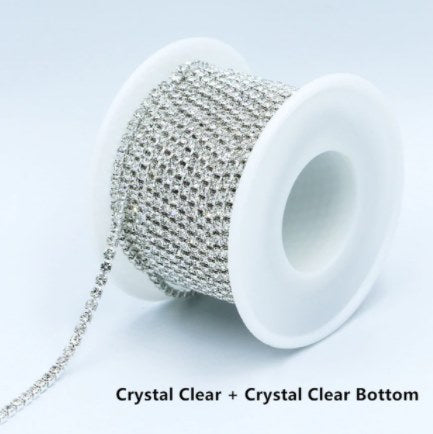 SS6 Rhinestone Metal Cup Chain Banding 10 Yard Rolls