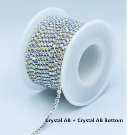 SS6 Rhinestone Metal Cup Chain Banding 10 Yard Rolls