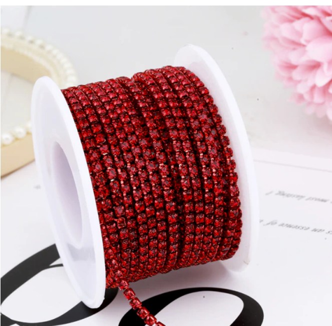 SS6 Rhinestone Metal Cup Chain Banding 10 Yard Rolls