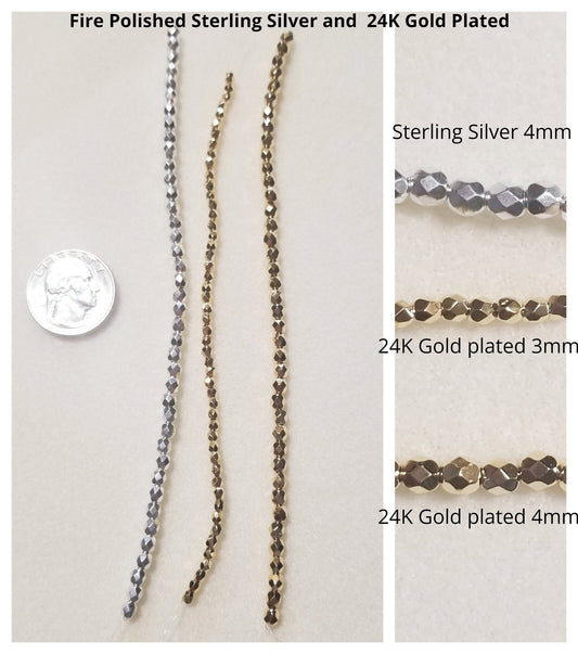 Sterling Silver and 24K Gold Plated Fire Polished
