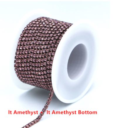 SS6 Rhinestone Metal Cup Chain Banding 10 Yard Rolls