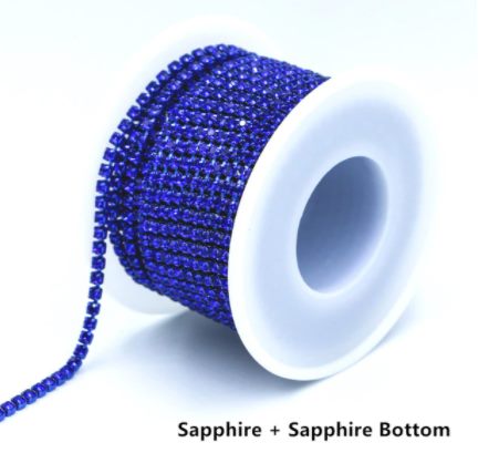SS6 Rhinestone Metal Cup Chain Banding 10 Yard Rolls