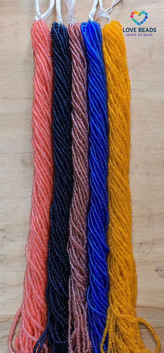 5 Hanks Czech Size 11 Transparent Seed Beads